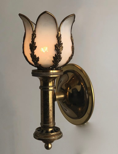 Column Wall Light Sconces with Vaseline Glass